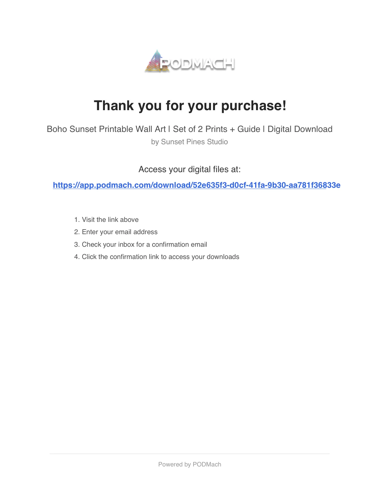 The delivery document from your order — your personal secure download link is inside.